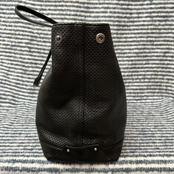 Rebecca Minkoff Black Perforated‎ Leather Tote Bag Large Expandable - Picture 2 of 9